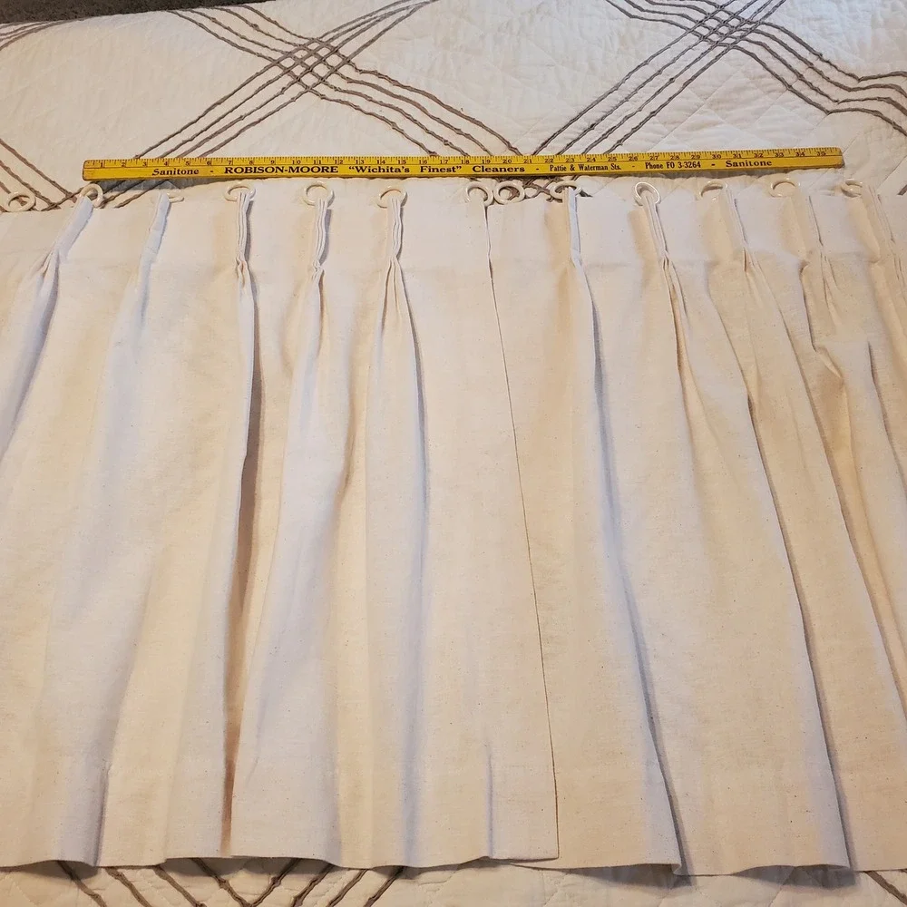 Pinch Pleat Cafe Curtains w/Rings 24 W x 28 L Cream/Oatmeal‎ Linen Blend